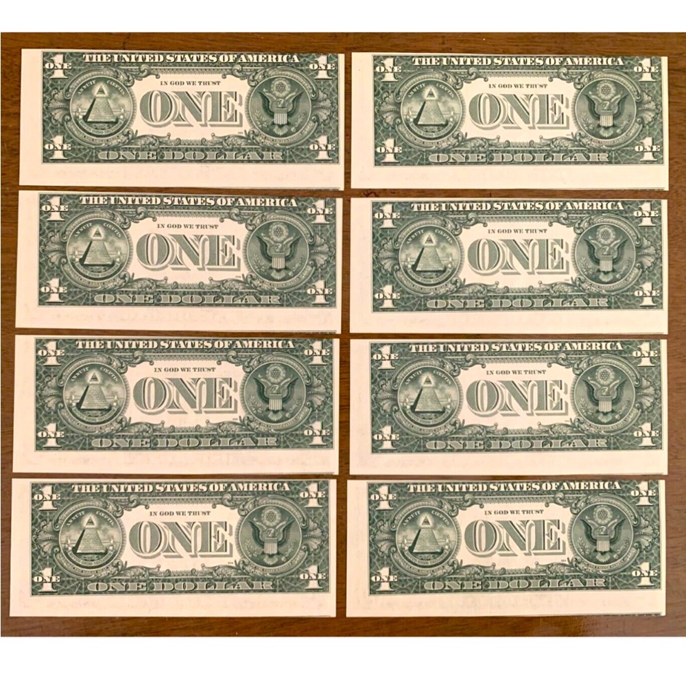 LOT of 8 New Consecutive $1 Dollar Bill 1988 Error || RARE Misaligned
